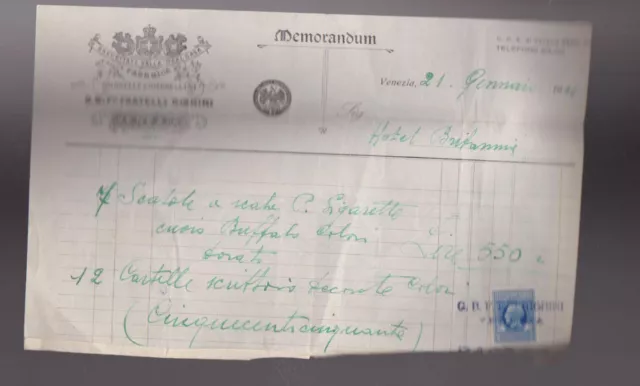 Italie Marca Da Bollo 1931 Sur Document Cent Cinquanta Mémorandum Venezia