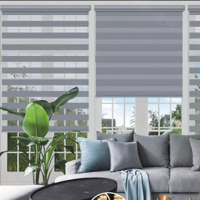 Changshade 85% Blackout Cordless Double Layered Window Blinds Zebra Roller Shade
