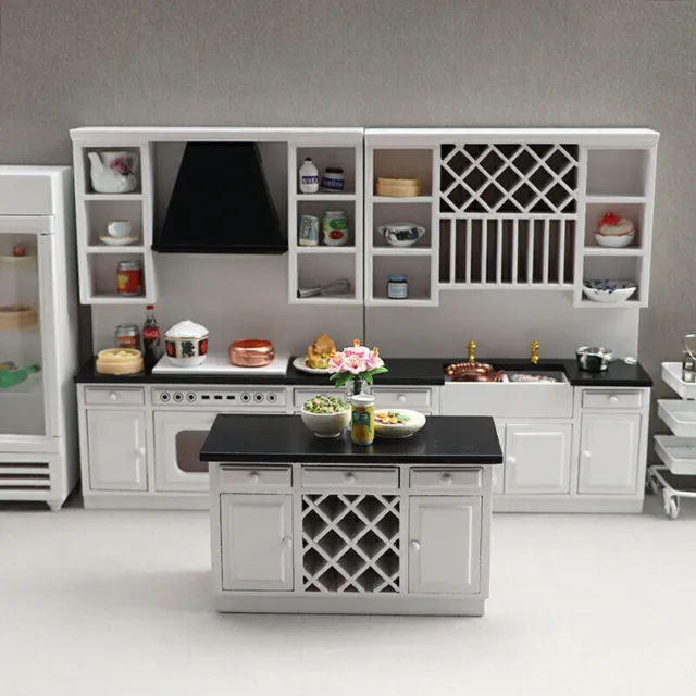 1:12 Mini Dollhouse Furniture Kitchen Large Kitchen Miniature Model Wooden Set