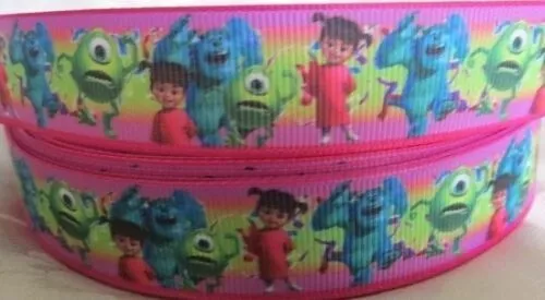 NEW Pink Monsters INC Grossgrain Ribbon 22mm - 1M,2M,3M,4M or 5M U Choose