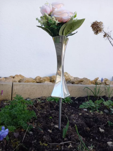 Grabvase Vase  Edelstahl Rostfrei Hochwertig  Grabschmuck Friedhofsvase Exklusiv