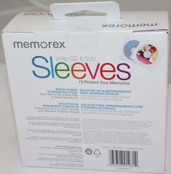 100pk NEW Memorex 01961 Sleeves CD/DVD White with Window and Flap 2
