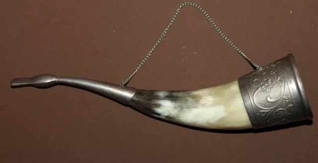 Vintage Wall Decor Cow Horn With Metal Facing