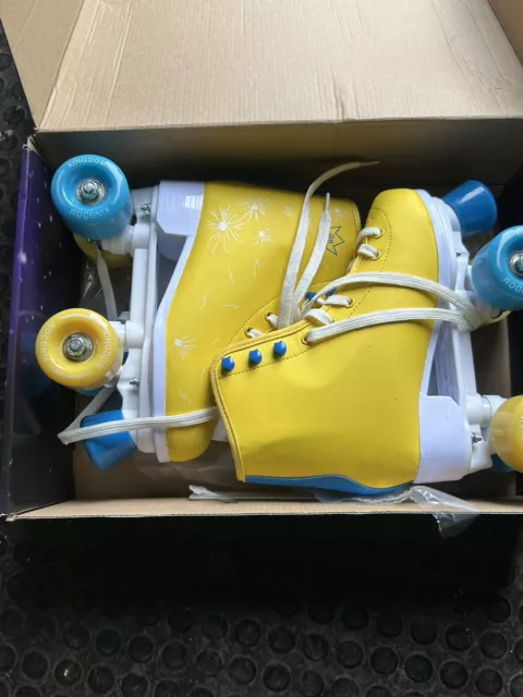 Kingdom GB Venus Quad Roller Skates Girls Womens Yellow Boots UK Size 3