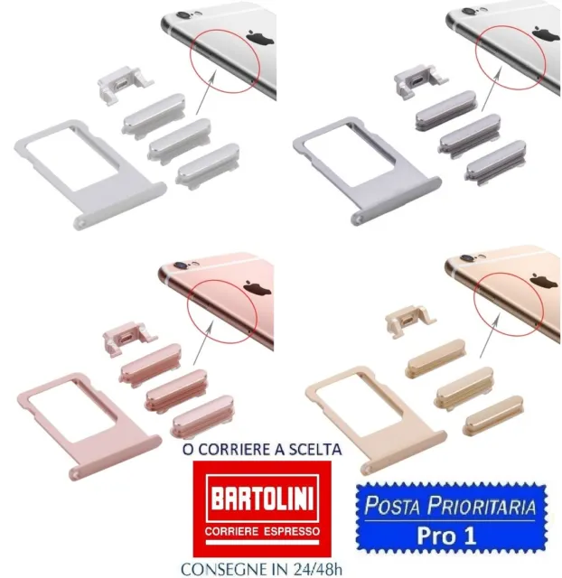 Tasti Slot Sim Per Apple Iphone 6S Volume Accensione Spegnimento Kit Completo