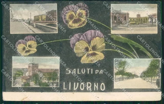 Livorno Città Saluti da PIEGHE cartolina WX1600