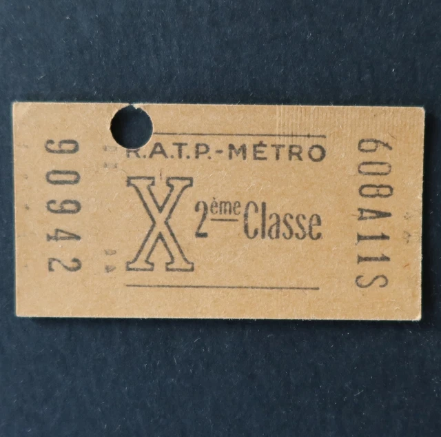 ANCIEN TICKET PARIS Métro 1960 2ème classe 90942 RATP Metropolitain 28 EUR 5,00 PicClick FR