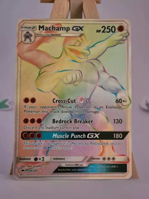 Machamp GX 154/147 Rainbow Secret Rare Burning Shadows Pokémon Card Near Mint
