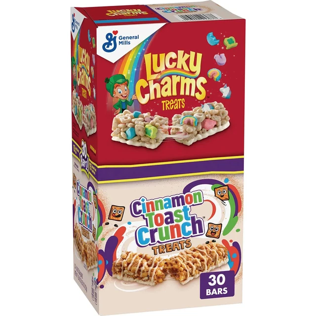 CINNAMON TOAST CRUNCH and Lucky Charms Treat Bars, Variety Pack (0.85