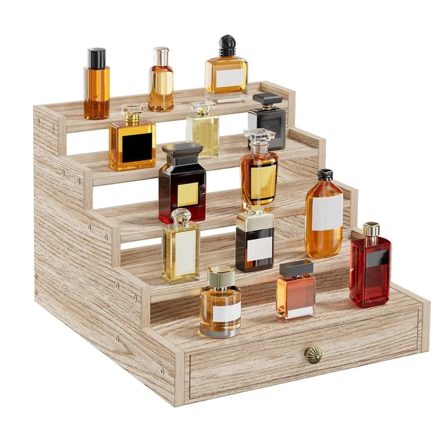 Presentoir Parfum Cosmétiques Noyer Boîte De Rangement Parfums En Bois Noyer - Organisateur Cosmetiques & Bijoux Avec Tiroir - Coffret Haut De Gamme Homme Femme Présentoir Parfum Déco