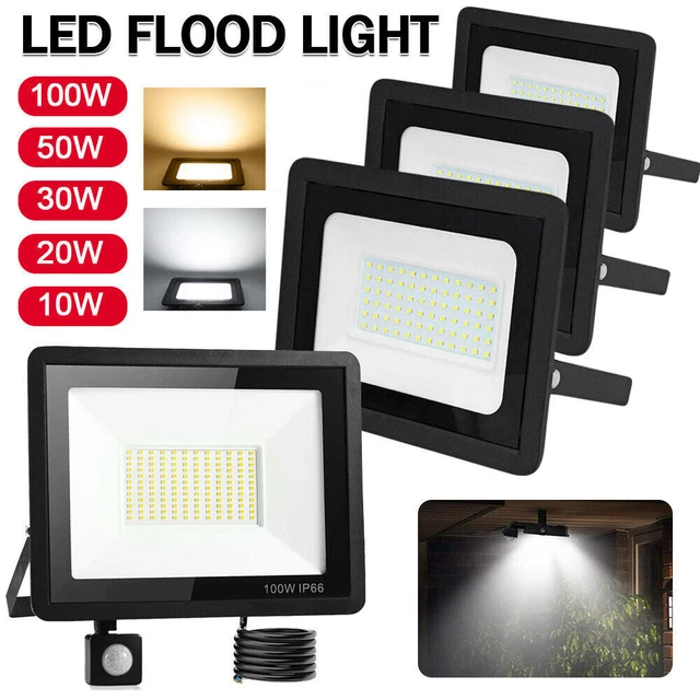 LED Fluter mit Bewegungsmelder Stecker 10-100W Außen Strahler Scheinwerfer Lampe