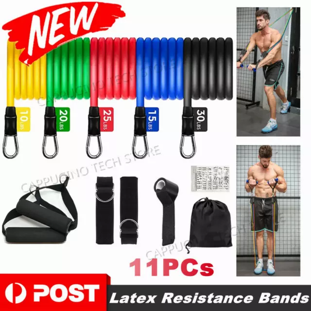 11X Yoga Strap Latex Resistance Bands Exercise Home Gym Tube Fitness Elastic New