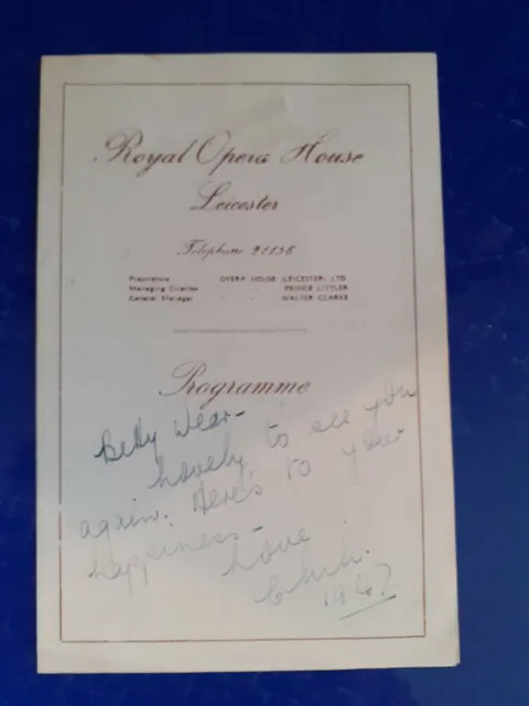 1947 Chili Bouchier signed message Vanity Fair Royal Opera House Leicester