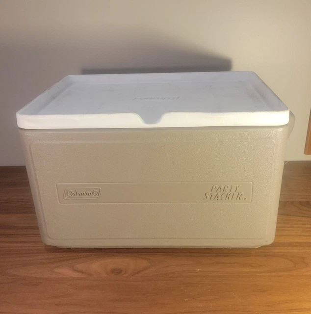 COLEMAN PARTY STACKER Cooler TAN Model 9223 Stackable Ice Chest Box 48