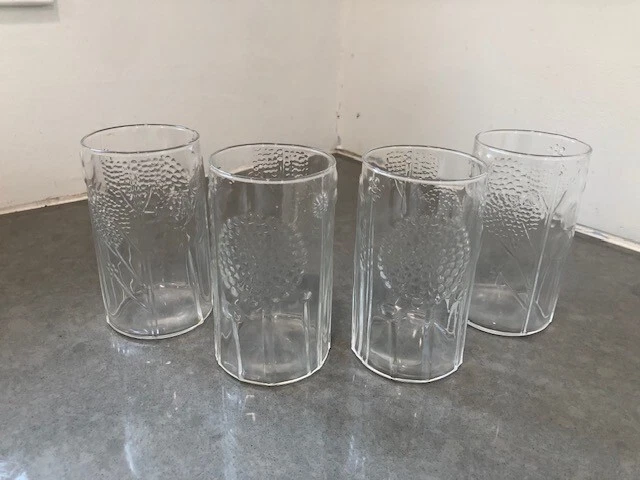 4 Vtg Arabia Finland IITTALA Oiva Toikka Nuutajarvi Flora 10 oz Tumblers Glasses
