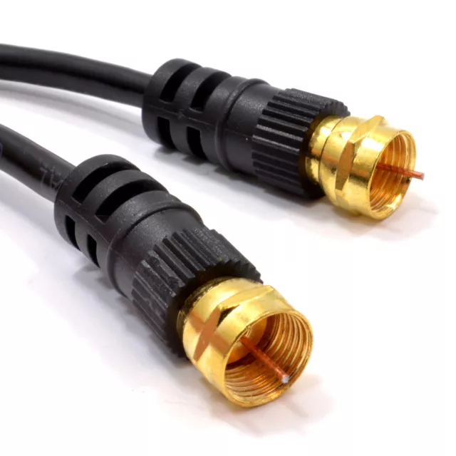 2m Satellite F Connector for Sky/Cable Black Lead GOLD