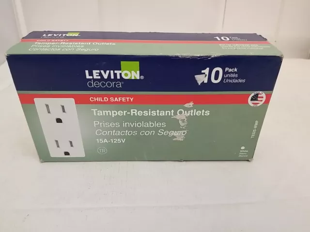 (10-Pk) Leviton Receptacle Tamper Resistant 15A T5325-WMP