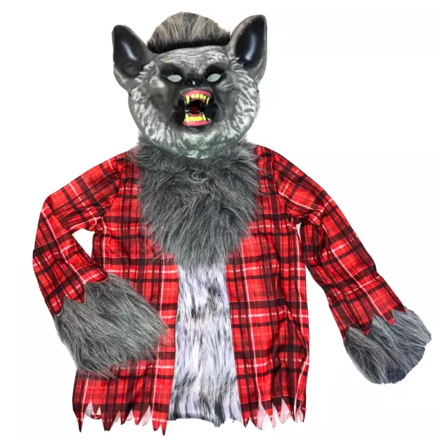 Werewolf Halloween Costume Mask Shirt Red Striped Dress Up Wolf Rubies Sz S/M