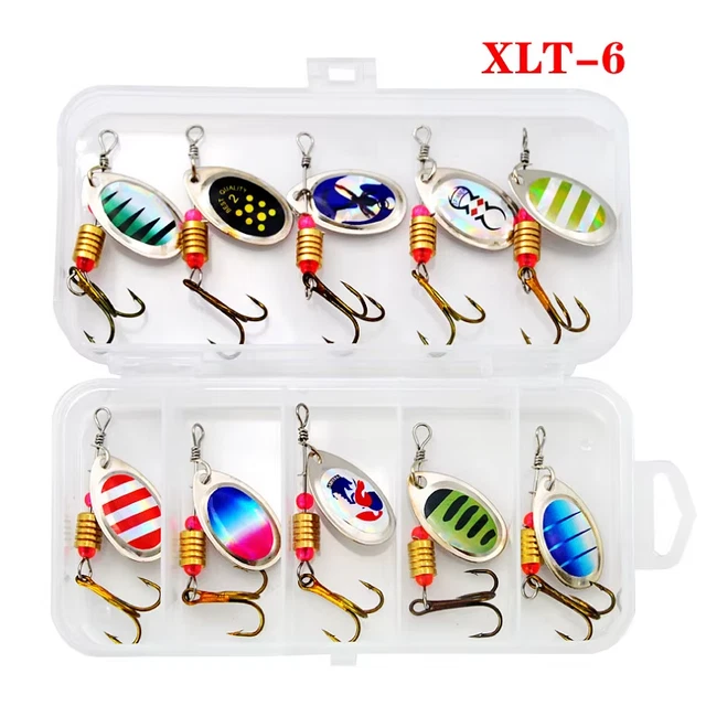 Lot de 5 leurres de pêche, cuillères de pêche, leurres pour truites