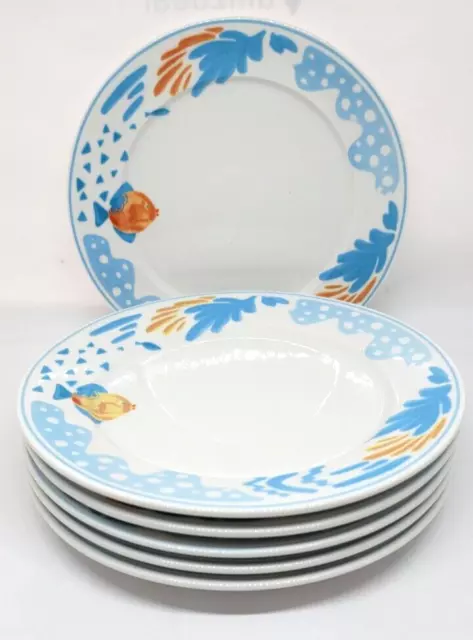 6 Edgewater Hotel Restaurant Ware Casino OCEAN FISH THEME 8" Salad Bread Plates