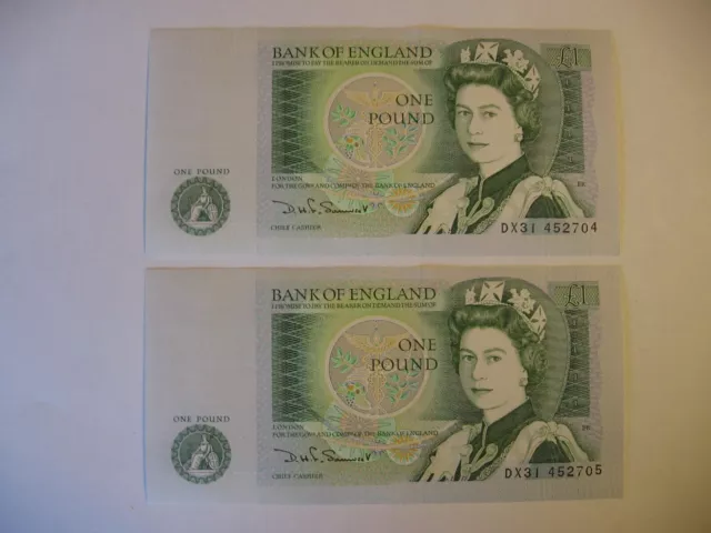 Bank of ENGLAND - £1 (One) British Pound Banknotes.