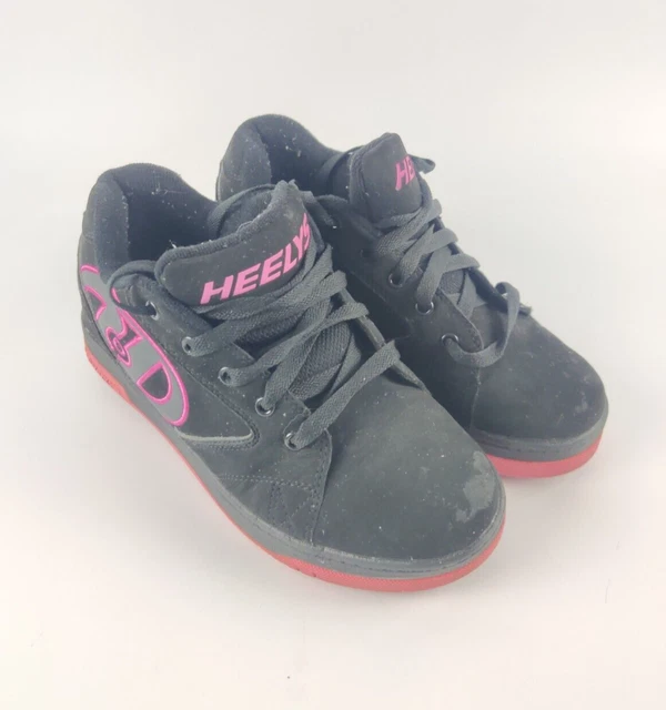 Heeleys scarpe da ginnastica giovanili nere e rosa taglia UK 5 (EU 38) usate