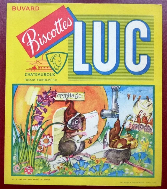 Buvard - Biscottes Luc - Le Rat Qui S'est Retiré Du Monde Illustrateur - Superbe