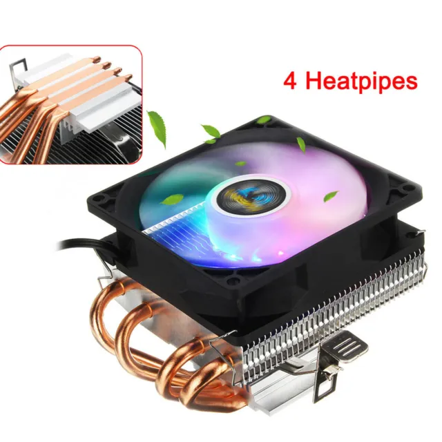 4 Heatpipes CPU Cooler 3pin LED RGB Fan Cooling Dissipateur