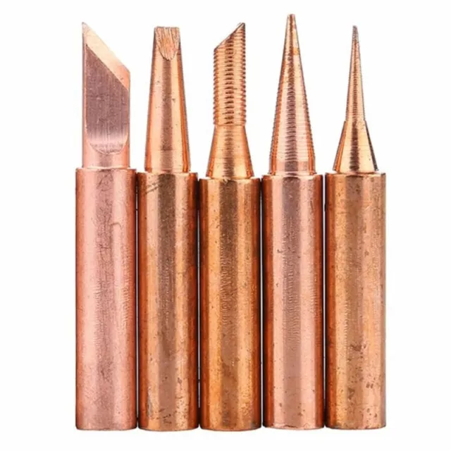 5x 900M-T Pure Copper Soldering Iron Tips Lead-Free Welding Solder Tool Tip Set