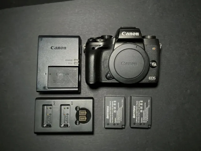 Canon EOS M5 24.2MP Digital Camera - Black (Body Only) W/ Extra Batteries