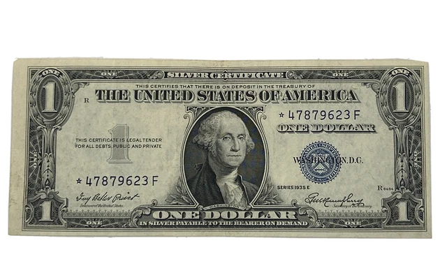Series 1935 E Blue Seal $1.00 One Dollar Silver Certificate Star Note Crisp 7