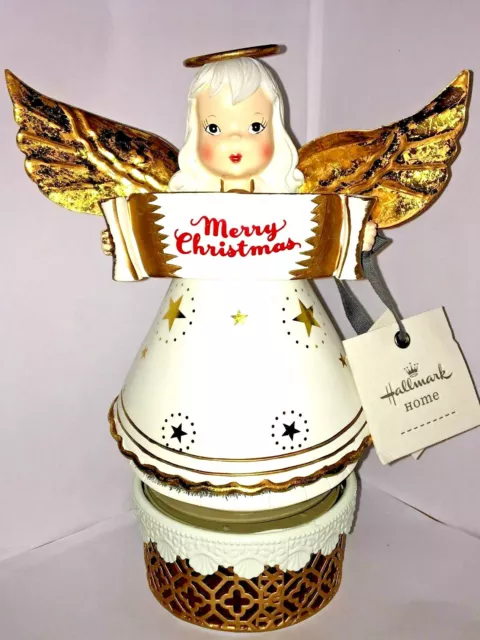 HALLMARK Keepsake 2017 JOY TO THE WORLD Merry Christmas Angel MUSIC BOX Vintage