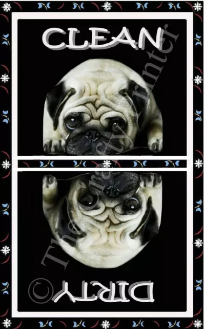 DOG DISHWASHER MAGNET (PUG) - 1 PIECE MAGNET - Clean/Dirty *Ship FREE