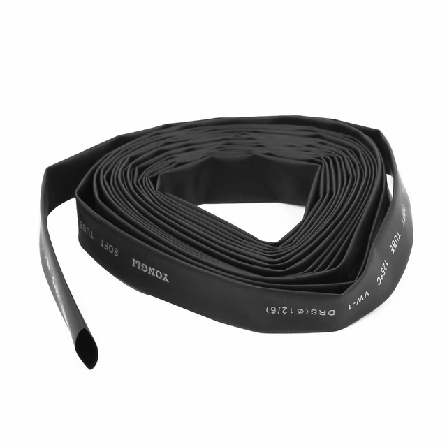 2:1 tubo termoretraibile guaina  filo nero cavo 5 m di lunghezza 12mm diam