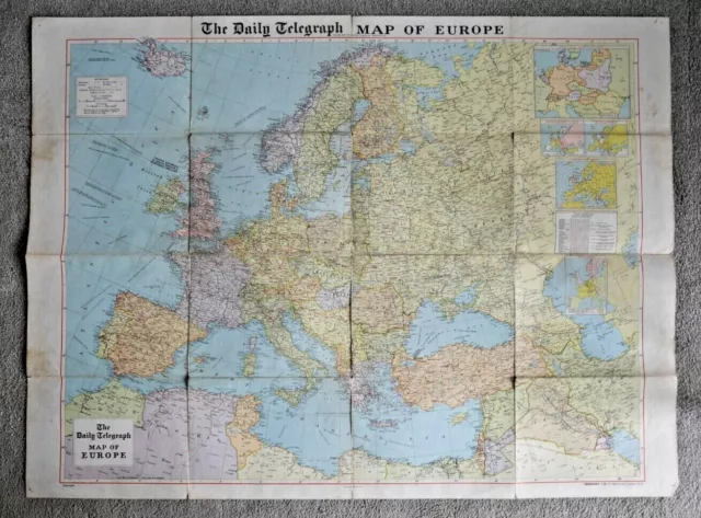 THE DAILY TELEGRAPH MAP OF EUROPE 1960's GEOGRAPHIA RARE LARGE 101cm X 76cm N595