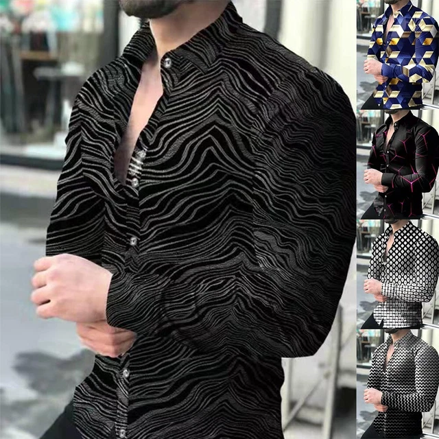 Camicia da Uomo Button Down Formale Manica Lunga M ~ 2XL Festa Tee Plus Size