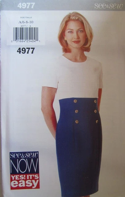 4977 Vintage Butterick SEWING Pattern Misses VERY EZ Semi Fitted Dress UNCUT