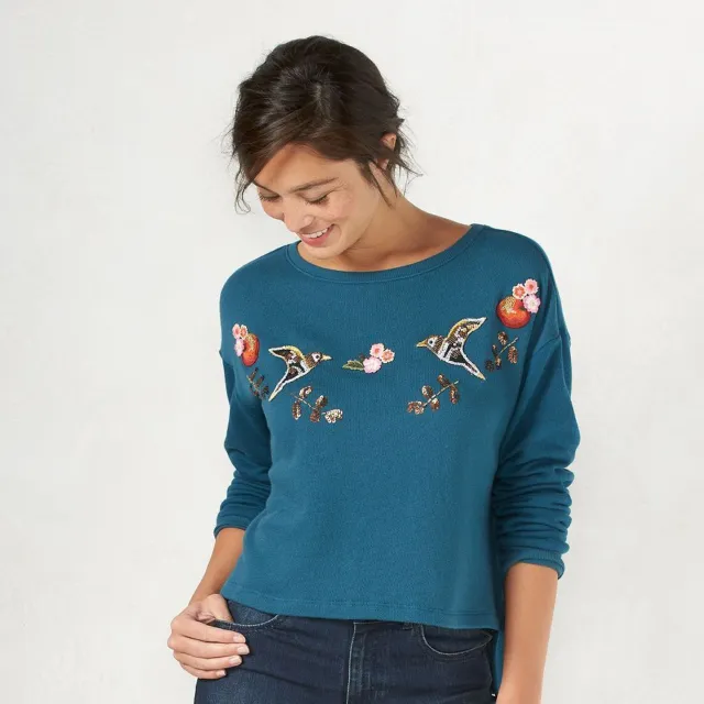 LC Lauren Conrad Disney Snow White Embroidered turquoise sweat shirt Womens XL