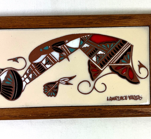 Lawrence Vargas Harvest Maidens art tile signed framed handmade southwestern H