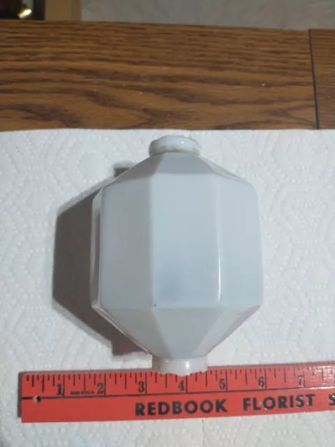 Vintage D & S Decagon-shaped milk glass White Lightning Rod Glass Ball ~ 5" TALL