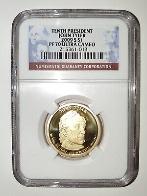 2009 S $1 NGC PF 70 UC 10th President - John Tyler Proof Presidential Dollar