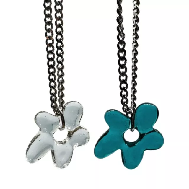 Bohemian Clavicle Chain Flower Pendant Necklace Handmade Glass Charm Choker