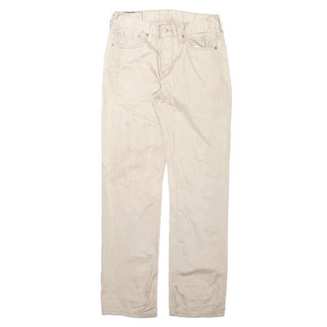 LEVI'S 514 pantaloni da uomo beige sottili in cotone dritti W30 L32