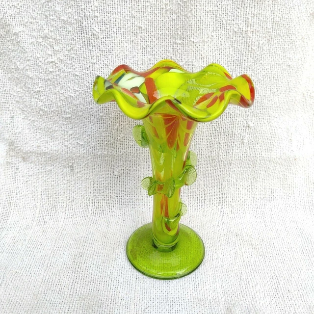 Vase En Verre Multicolore. Travail Suédois Signé Flygsfors