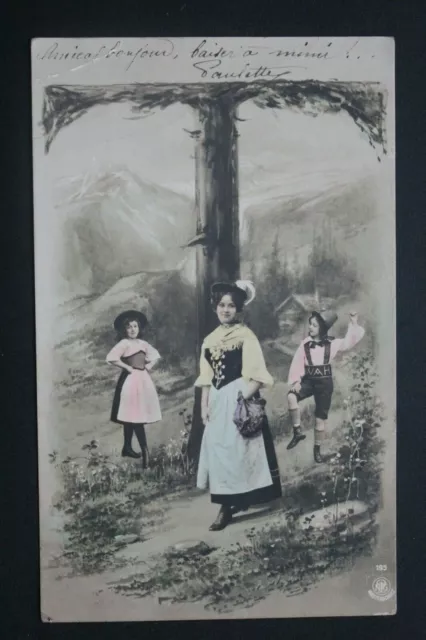 Carte Postale Ancienne Animée 1905 - Jeunes Filles
