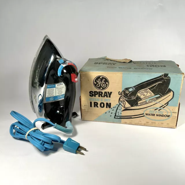 Vintage 1960s GE General Electric Steam & Dry Iron H2F63 Made In USA Works