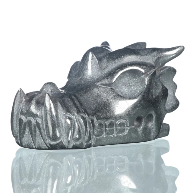 Poder curativo metafísico calavera de dragón hematita natural de 2,01" #34G83