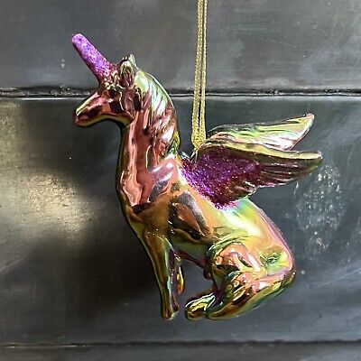 Pegasus￼ Unicirn Porcelain￼￼ Ornament Horse Pony Rainbow Gold Princess Birthday 3