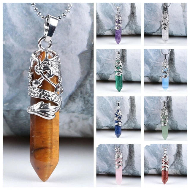 Natural Quartz Hexagonal Crystal Chakra Healing Point Pendant Necklace Jewelry