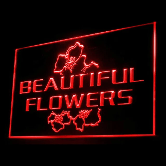 200002 Beautiful Flowers Store Shop Open Display Neon Sign 16 Color